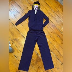 Purple Jumpsuit with Graphic Hoodie